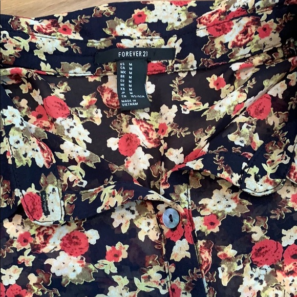 Forever 21 floral button up blouse - Picture 2 of 2